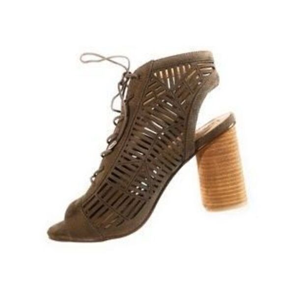 Sam Edelman Rocco Booties Peep Toe Lace-Up Block Heel Sandals 7 - Picture 1 of 9